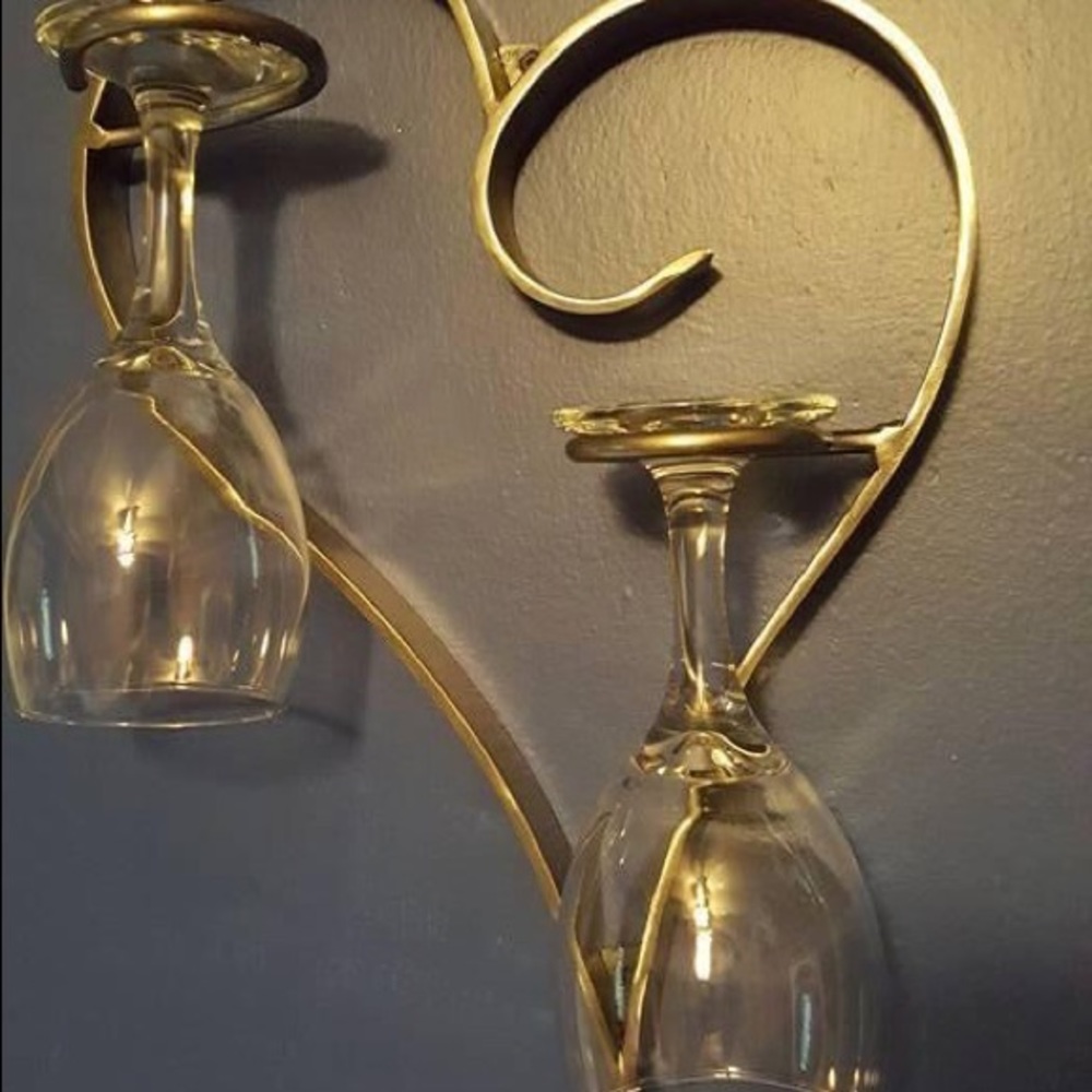 Iron heart wine glass holder decoration